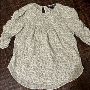 Veronica Beard Floral Ruched Sleeve Top XS